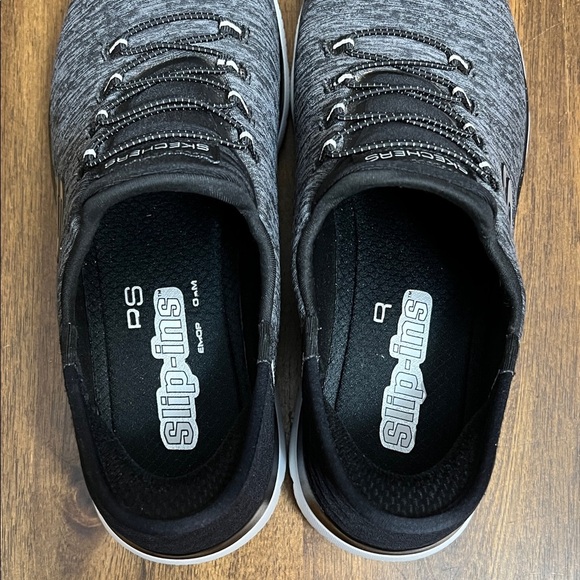 Skechers Black and White Summit Women's Slip-in Sneakers Comfy Athletic Running - Picture 10 of 11